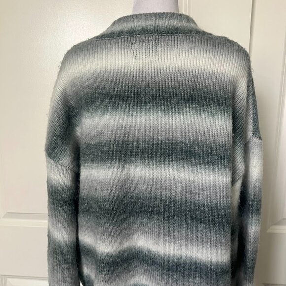 Pacsun Gray Striped Open Button Front Long Sleeve Wool Cardigan Size Medium - Picture 10 of 16